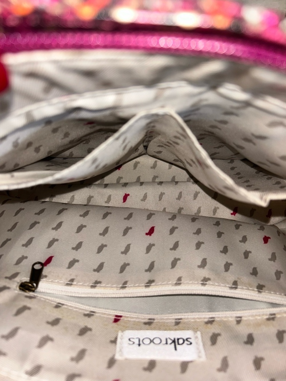 Sakroots Metro Tote Burgundy Faux Suede & Multicolor Pattern Shoulder Bag - Picture 15 of 16